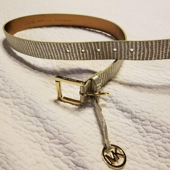 Michael Kors Metallic Gold Lizard-Embossed Belt SM - Picture 3 of 11